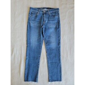 AG ADRIANO GOLDSCHMIED Womens Jeans 28x25 Cigarett Crop Blue Stretch Frayed Raw